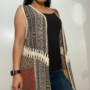Boho fringe open cardigan